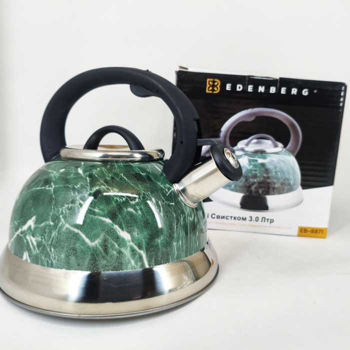 Чайник з ергономічною ручкою Edenberg, Чайник з нержавіючої сталі пищалкою газовий 3 літри RY-35