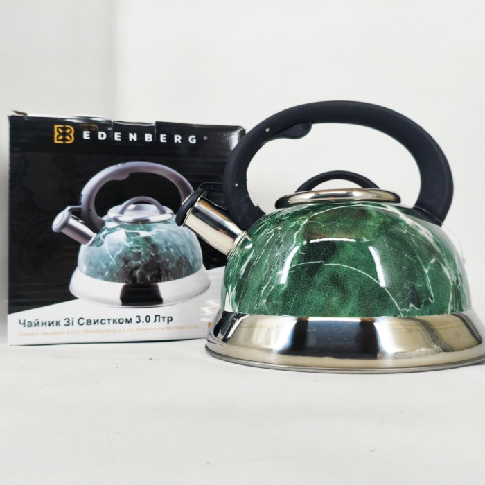 Чайник з ергономічною ручкою Edenberg, Чайник з нержавіючої сталі пищалкою газовий 3 літри RY-35