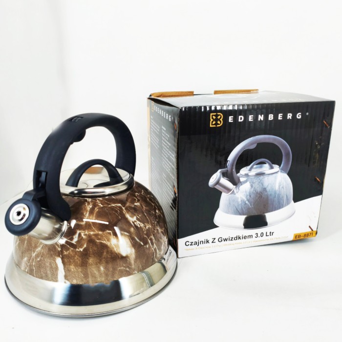 Чайник з потовщеним дном і прогумованою ручкою Edenberg EB-8871 3л, Чайник зі свистком для електроплити VG-34