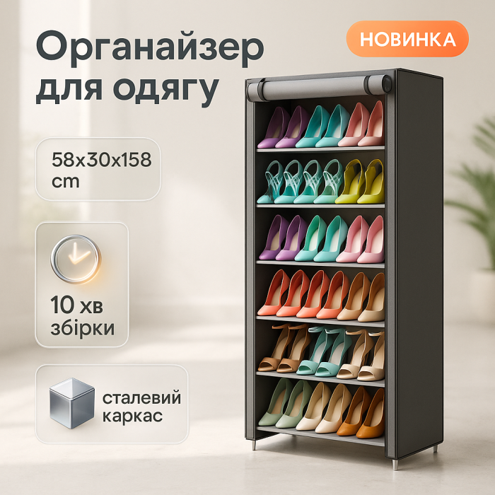Шафа з тканини на ніжках для одягу, Тканинна шафа для гуртожитку Органайзер-шафа речей FM-58