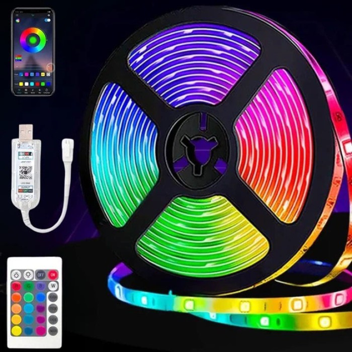 Світлодіодна USB стрічка 6060 5м з динамічними режимами Світлодіодне RGB освітлення на самоклейці з пультом