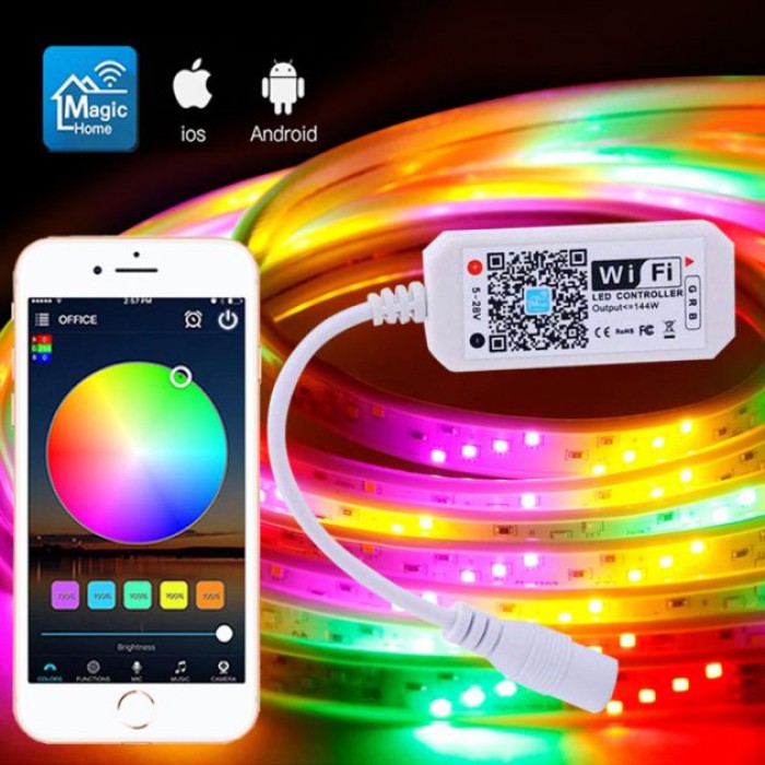 Світлодіодна стрічка 5050 RGB LED USB 5 м IP65 з пультом, 5м, Стрічка світлодіодна 5050