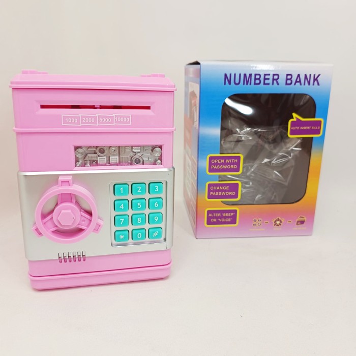 Электронная копилка сейф банкомат для детей с PIN-кодом, автоматический прием банкнот и монет Pink SV-52