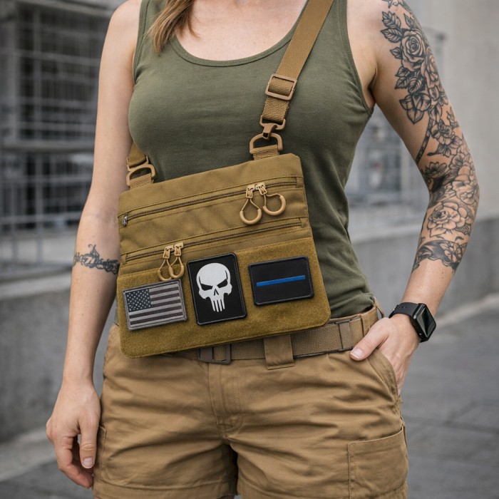 Тактична сумка через плече з панеллю для патчів Cordura койот