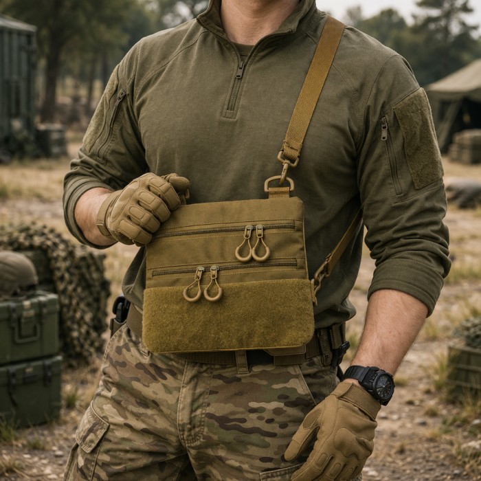Тактична сумка через плече з панеллю для патчів Cordura койот