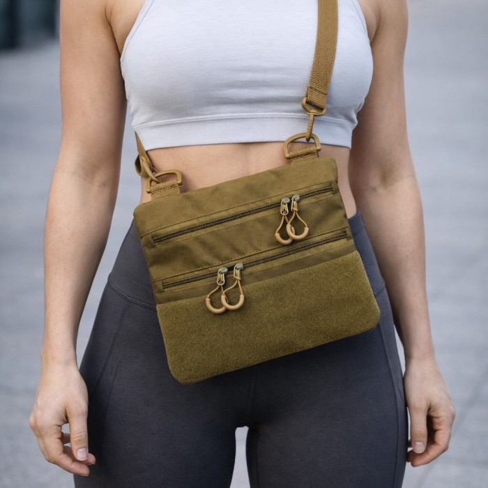 Тактична сумка через плече з панеллю для патчів Cordura койот