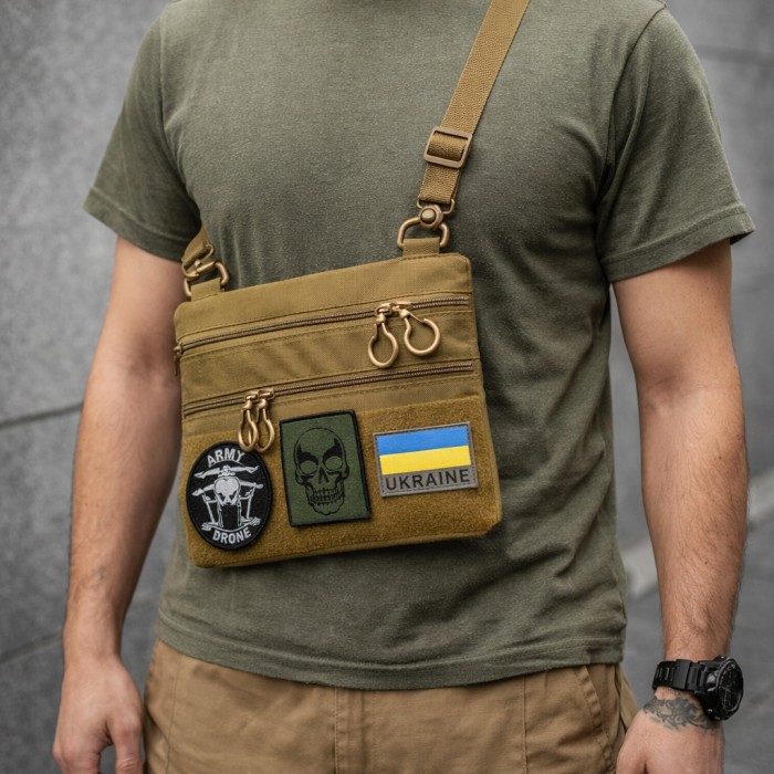 Тактична сумка з шевроном, Чоловіча сумка крос-боді Нагрудна розвантаження LU-93