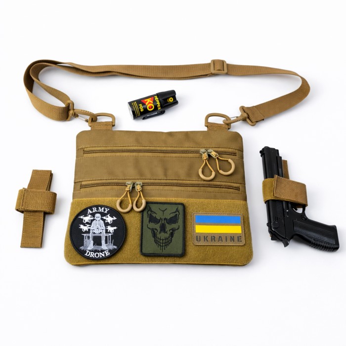 Тактична сумка з шевроном, Чоловіча сумка крос-боді Нагрудна розвантаження LU-93