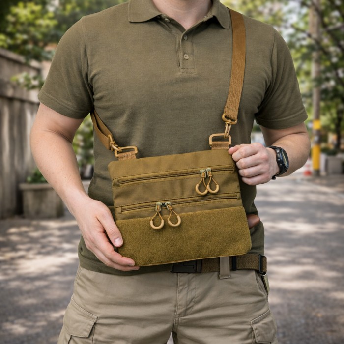 Тактична сумка з шевроном, Чоловіча сумка крос-боді Нагрудна розвантаження LU-93