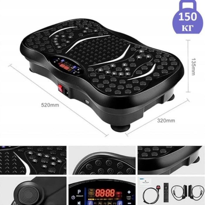 Тренувальна фітнес віброплатформа з Bluetooth пультом та еспандерами WE-60