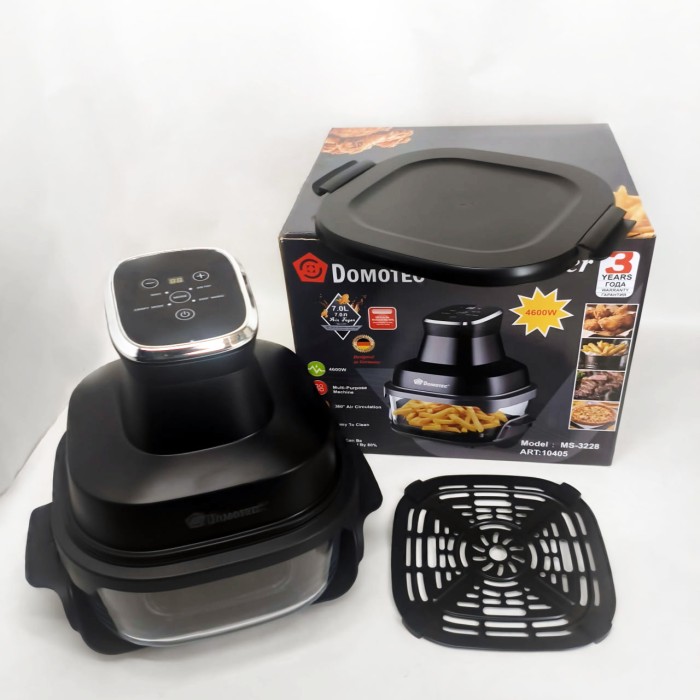 Аерофритюрниця аерогриль Air Fryer Domotec MS-3228 з LED-екраном для смаження без олії 4600 Вт на 7 л