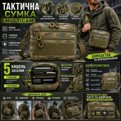 Чоловіча тактична сумка Multicam EDC Cordura 600D, сумка для патчів і шевронів мультікам JC-83