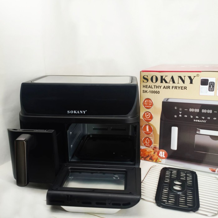 Аерофритюрниця двокамерна Sokany SK-10060 2400W електродуховка 8,5л + аерогриль безмасляна 4л без олії