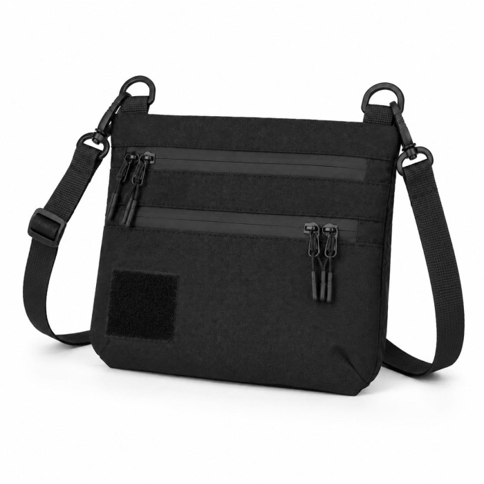 Тактична сумка чорна з Cordura 1000D, сумка через плече з VELCRO-панеллю
