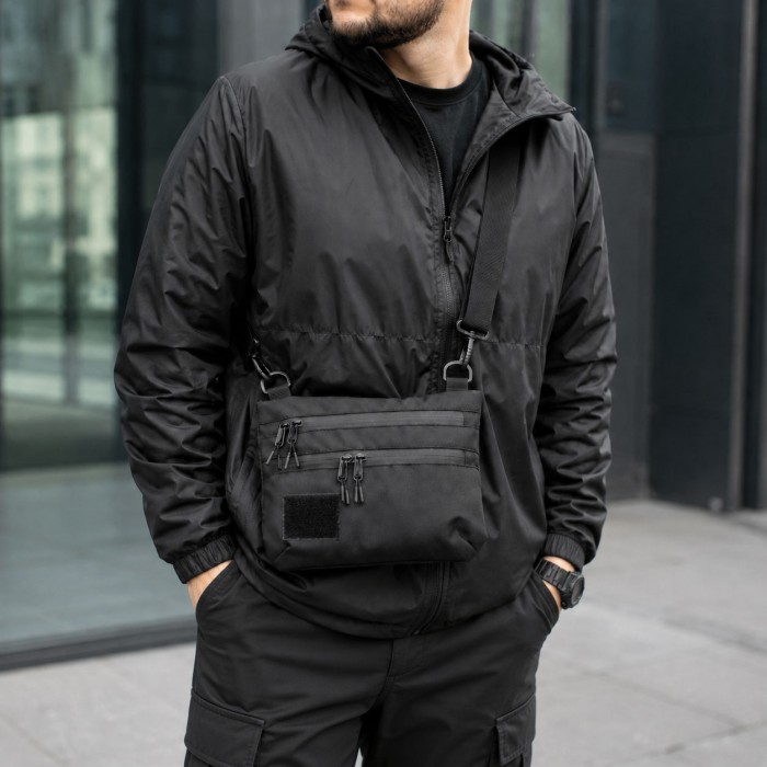 Тактична сумка чорна з Cordura 1000D, сумка через плече з VELCRO-панеллю