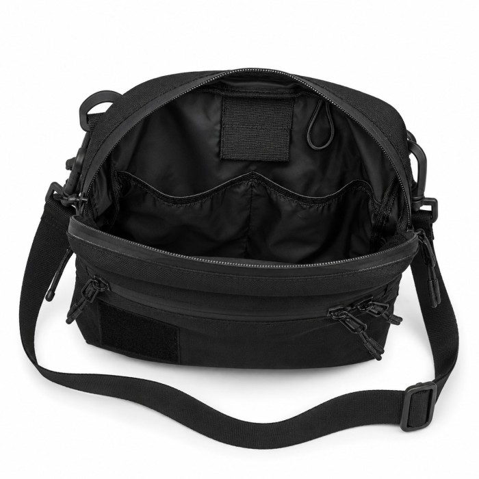 Тактична сумка чорна з Cordura 1000D, сумка через плече з VELCRO-панеллю