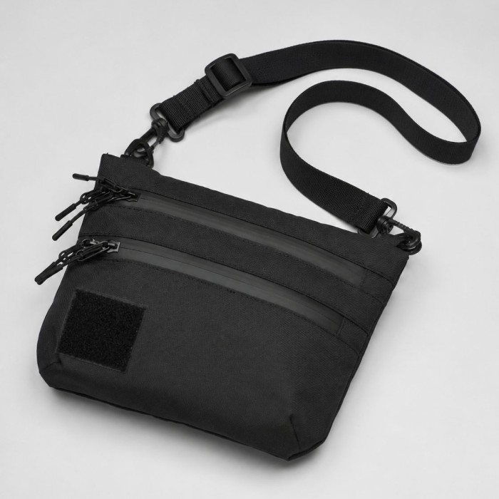 Тактична сумка чорна з Cordura 1000D, сумка через плече з VELCRO-панеллю