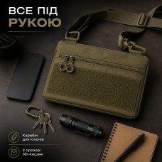Тактична сумка месенджер хакі, сумка для шевронів та патчів