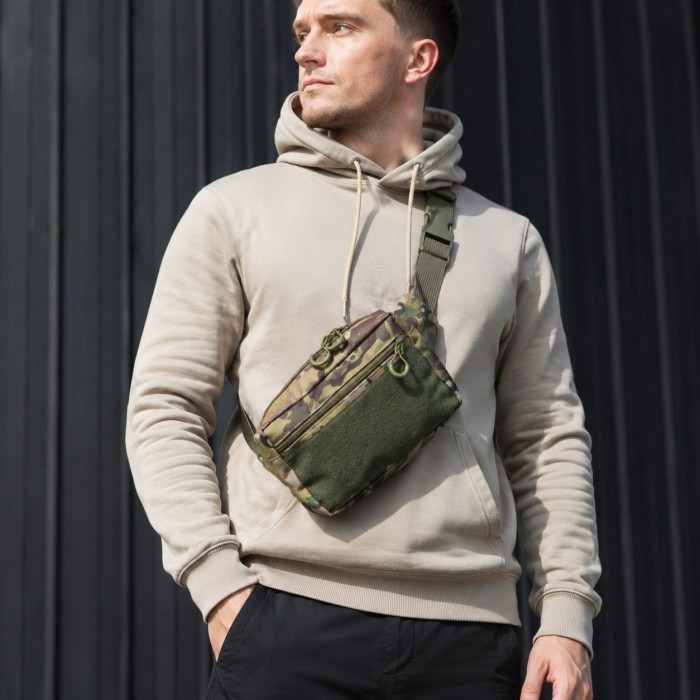 Тактична сумка-бананка Multicam для патчів і шевронів Cordura, поясна сумка унісекс 25×17×7 см