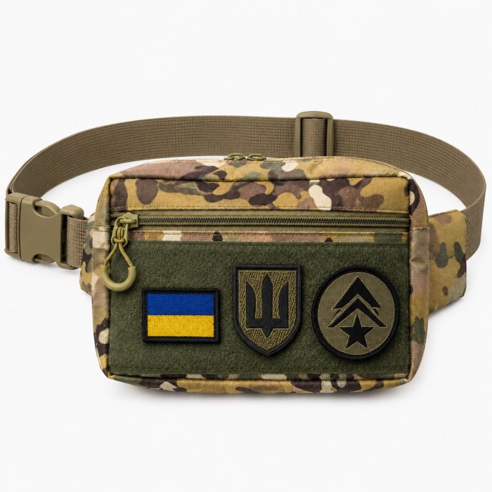 Тактична сумка-бананка Multicam для патчів і шевронів Cordura, поясна сумка унісекс 25×17×7 см