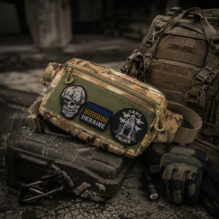 Тактична сумка-бананка Multicam для патчів і шевронів Cordura, поясна сумка унісекс 25×17×7 см
