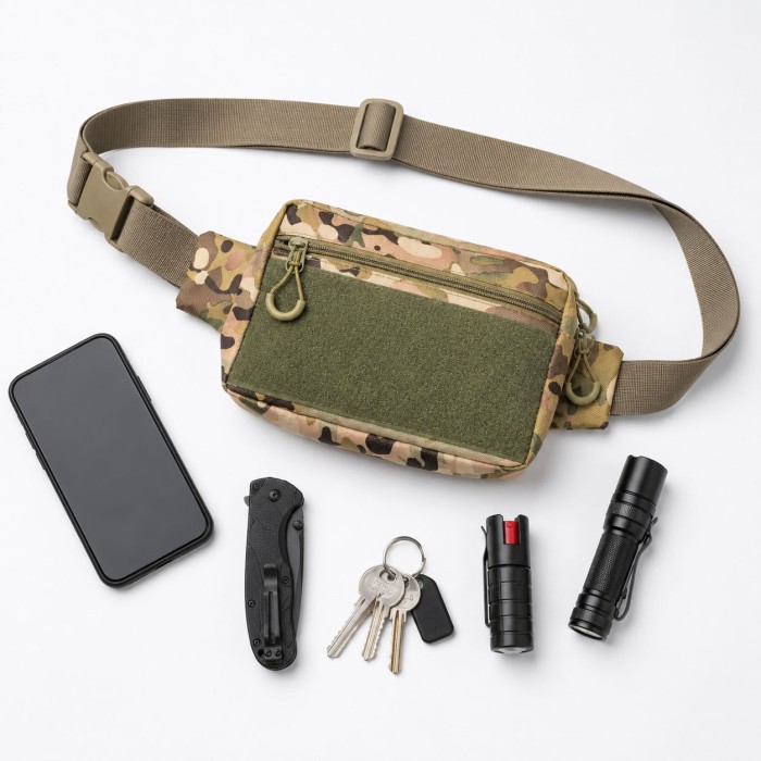 Тактична сумка-бананка Multicam для патчів і шевронів Cordura, поясна сумка унісекс 25×17×7 см
