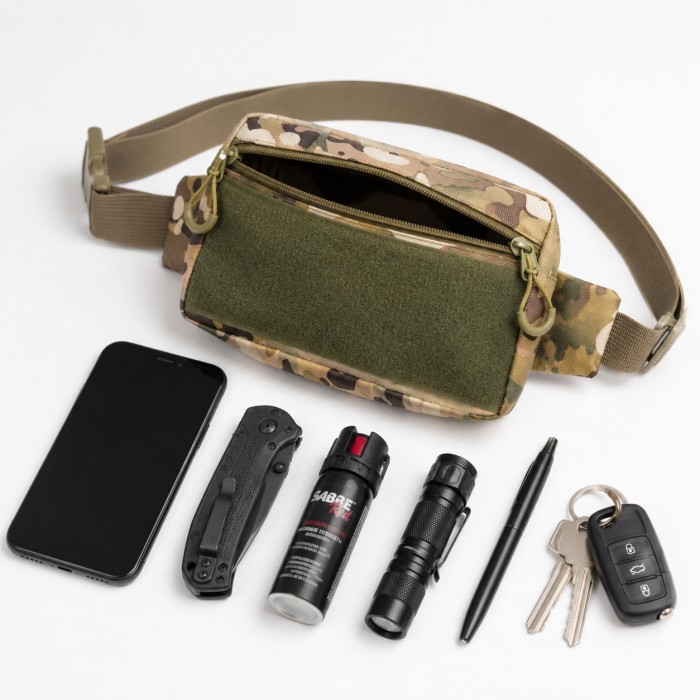 Тактична сумка-бананка Multicam для патчів і шевронів Cordura, поясна сумка унісекс 25×17×7 см