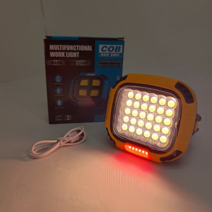 Прожектор для кемпінгу з білим, жовтим та червоним світлом та Power bank Yellow