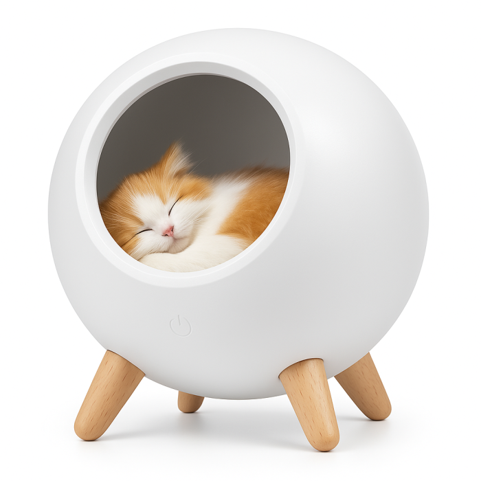 Креативний портативний дитячий нічник Котик у будиночку Cat House Білий Світильник з регулюванням яскравості