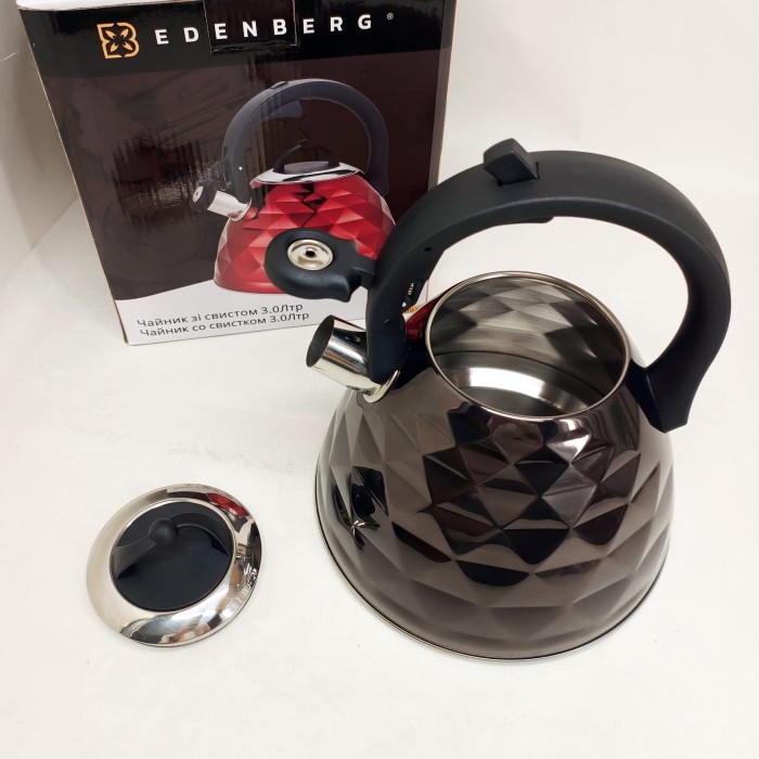 Чайник із свистком Edenberg EB-8821 з турбо індукційним дном 3л Black