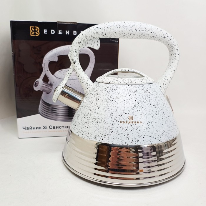 Чайник Edenberg EB-8827 нержавіюча сталь зі свистком 3л White