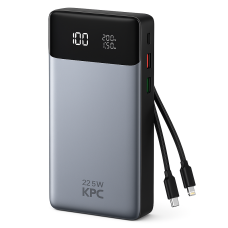 Павербанк KP KPG-307 22.5W 30000 mAh з вбудованими кабелями Type-C та Lightning швидка зарядка
