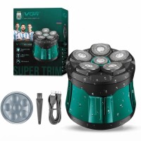 Електробритва VGR V-373 6D для гоління голови з роторними головками та LED-дисплеєм