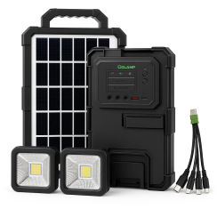 Портативна сонячна зарядна станція CCLAMP CL-083-38, 2400 mAh з LED-лампами / Автономне джерело живлення