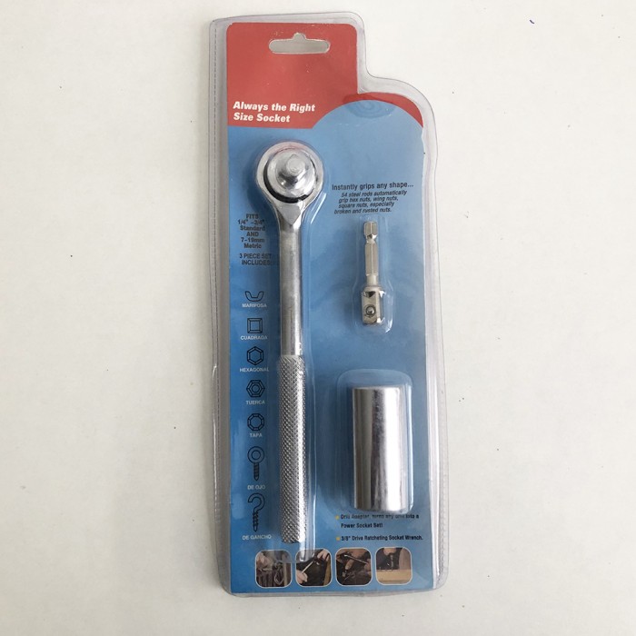 Тріскачка з універсальної головкою Instantly Grips any Shape 7-19 мм MU-10