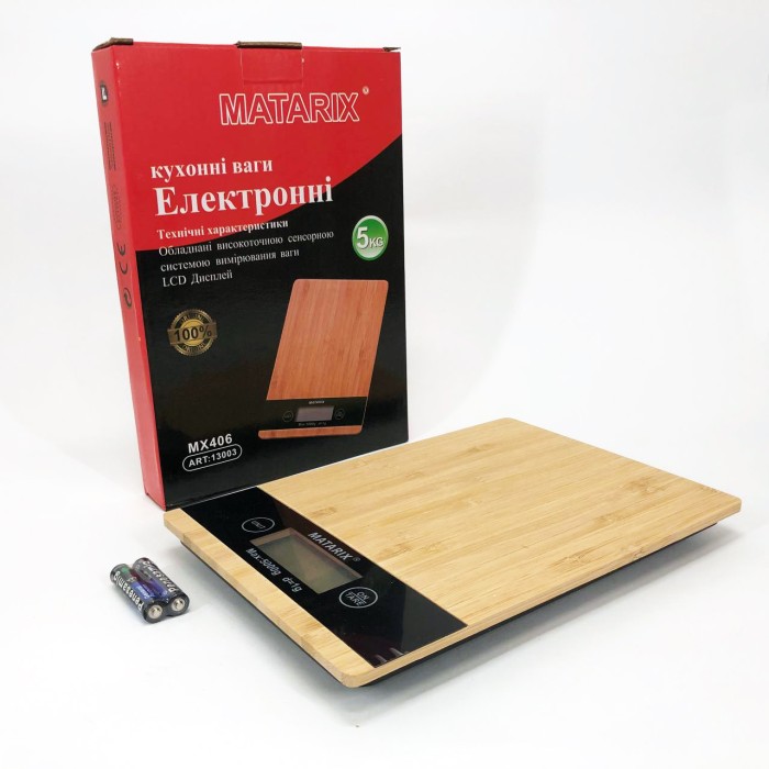Електронні кухонні ваги MATARIX MX-406 5кг Wood, Мірні ваги для кухні, Електричні HW-340 кухонні ваги