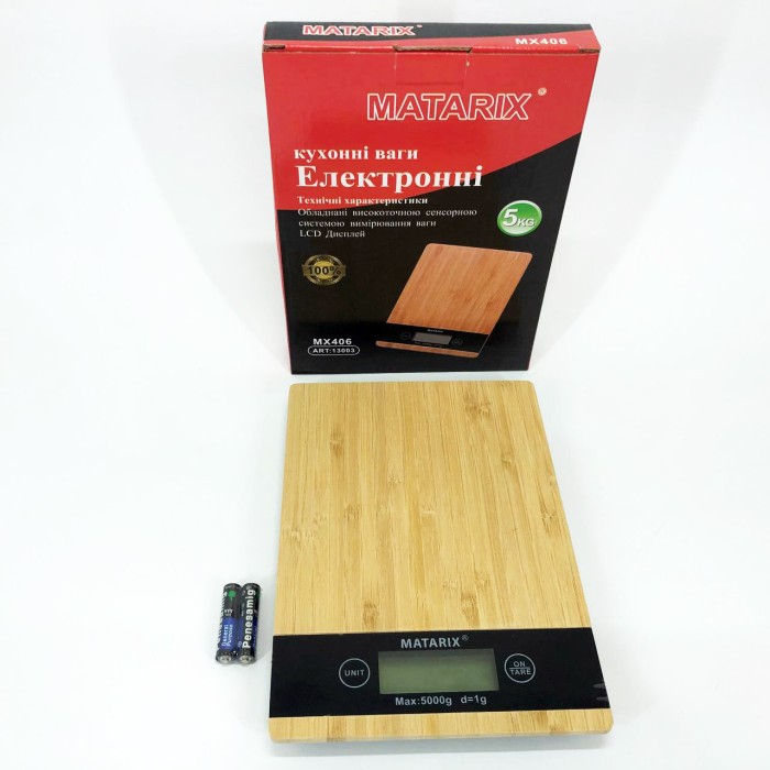 Електронні кухонні ваги MATARIX MX-406 5кг Wood, Мірні ваги для кухні, Електричні HW-340 кухонні ваги