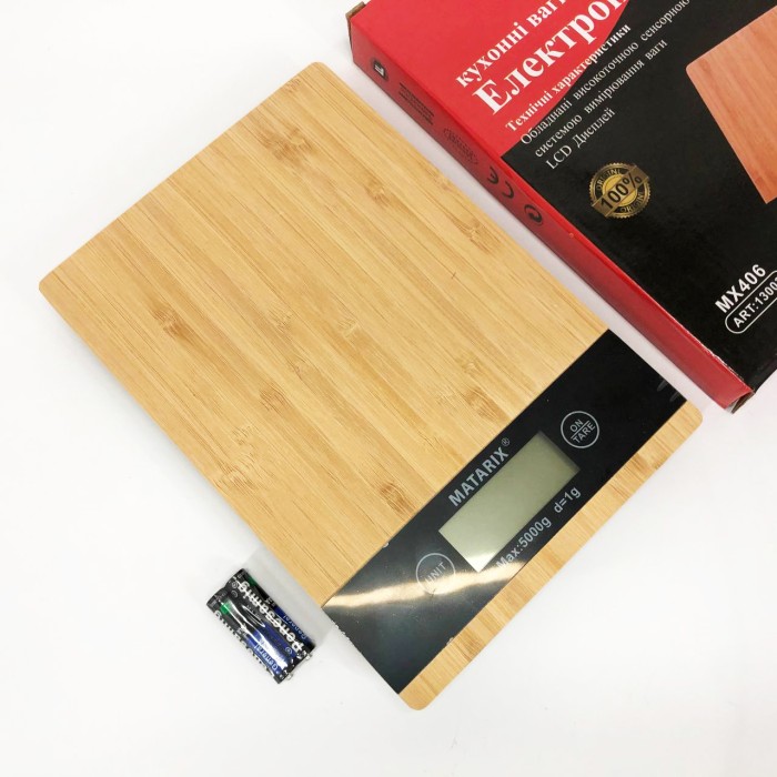 Ваги на кухню якісні для зважування MATARIX MX-406 5кг Wood, Ваги кухонні електронні хорошої якості AT-19