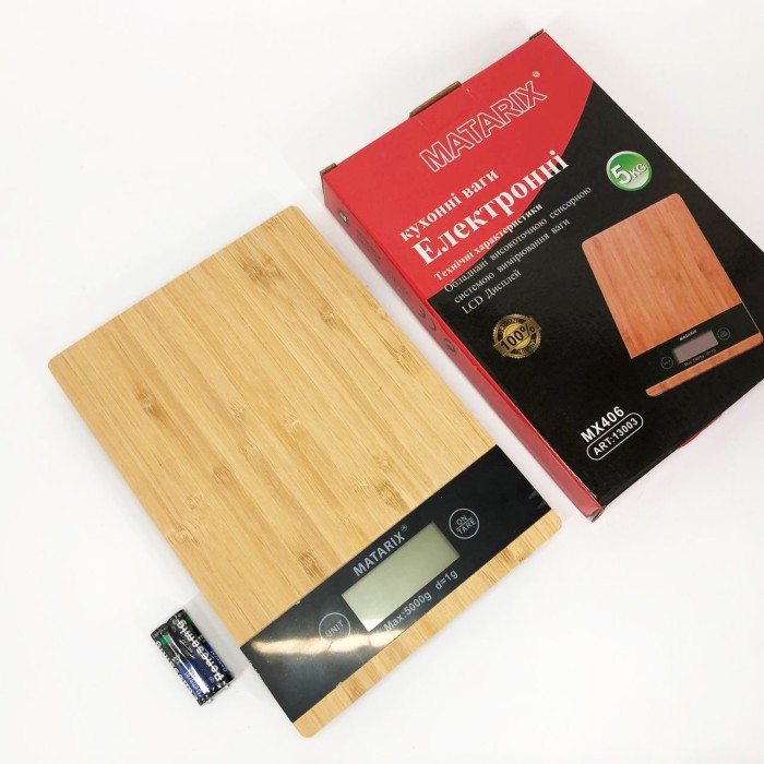 Ваги на кухню якісні для зважування MATARIX MX-406 5кг Wood, Ваги кухонні електронні хорошої якості AT-19
