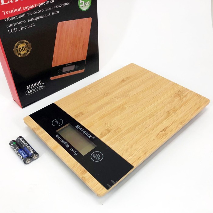 Ваги на кухню якісні для зважування MATARIX MX-406 5кг Wood, Ваги кухонні електронні хорошої якості AT-19