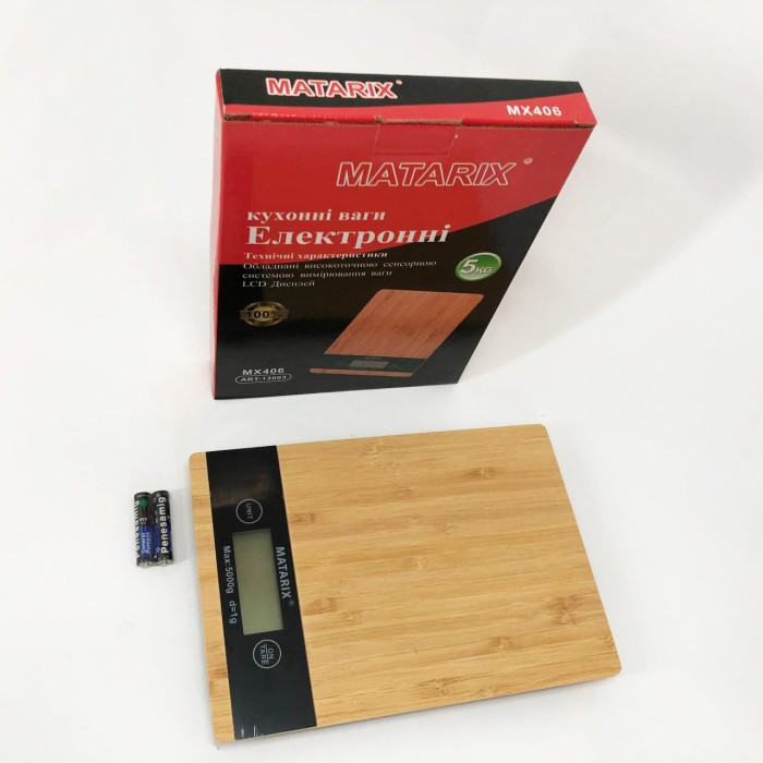 Ваги на кухню якісні для зважування MATARIX MX-406 5кг Wood, Ваги кухонні електронні хорошої якості AT-19