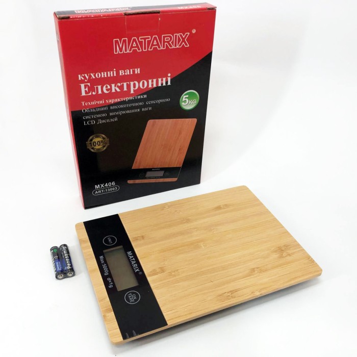 Ваги на кухню якісні для зважування MATARIX MX-406 5кг Wood, Ваги кухонні електронні хорошої якості AT-19