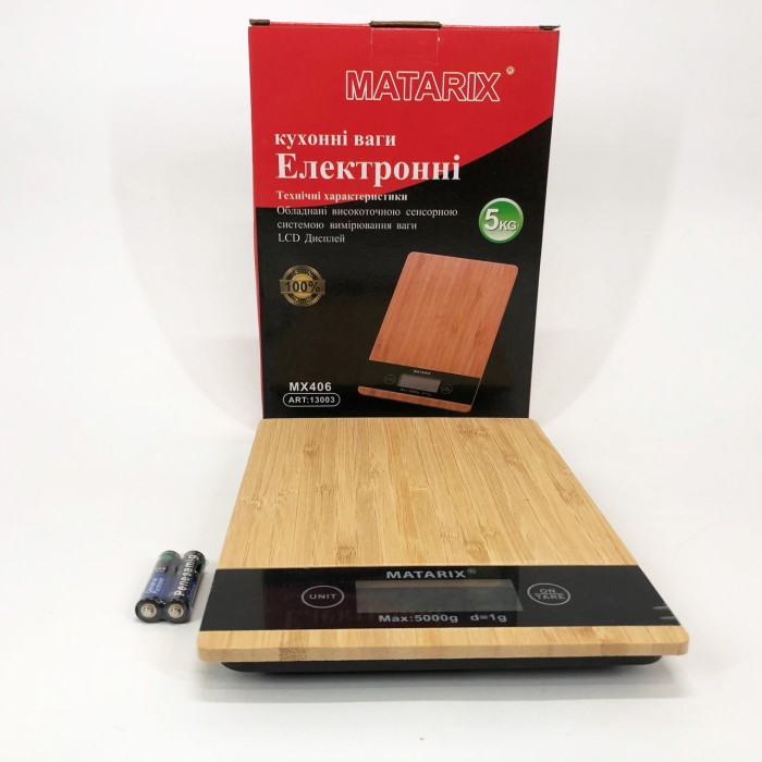 Ваги на кухню якісні для зважування MATARIX MX-406 5кг Wood, Ваги кухонні електронні хорошої якості AT-19