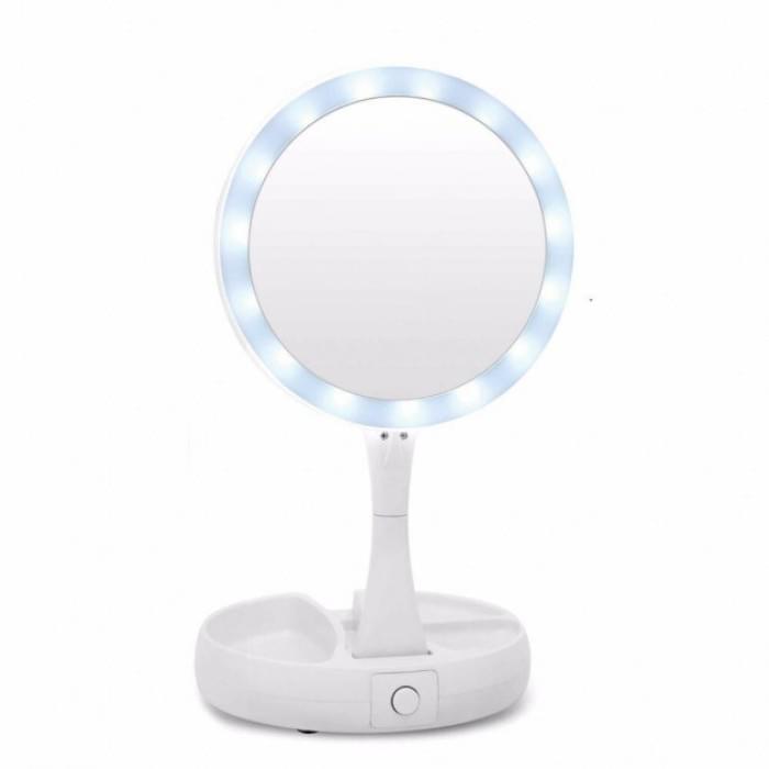 Дзеркало для макіяжу зі збільшенням My Fold Away Mirror, Краще косметичне дзеркало OS-213 з підсвічуванням