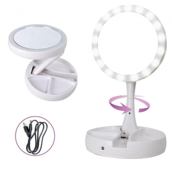 Дзеркало для макіяжу зі збільшенням My Fold Away Mirror, Краще косметичне дзеркало OS-213 з підсвічуванням