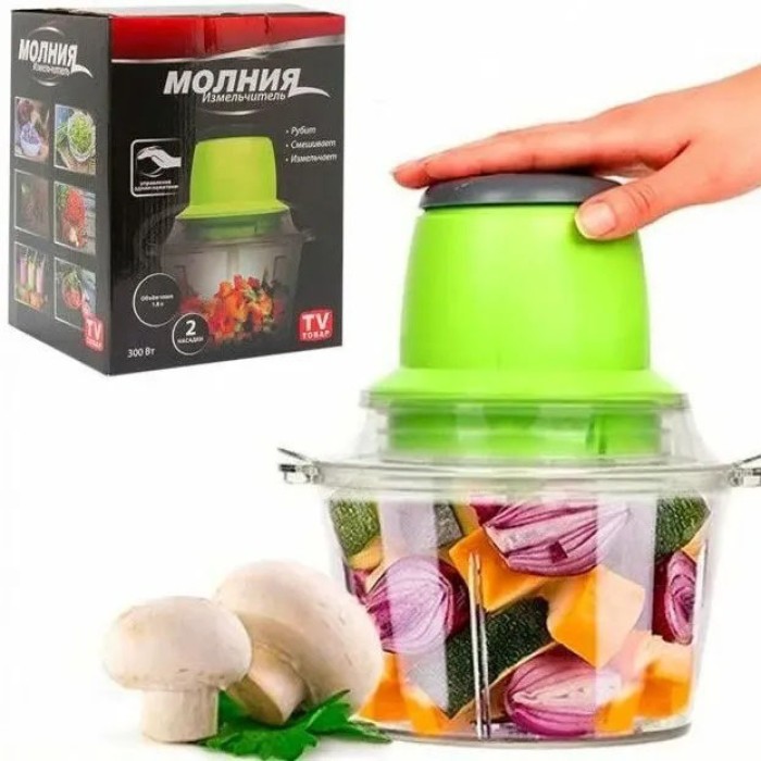 Подрібнювач з 4-ма лезами Молния, Блендер для кухні подрібнювач з чашею, Блендер для смузі і соусів WC-76