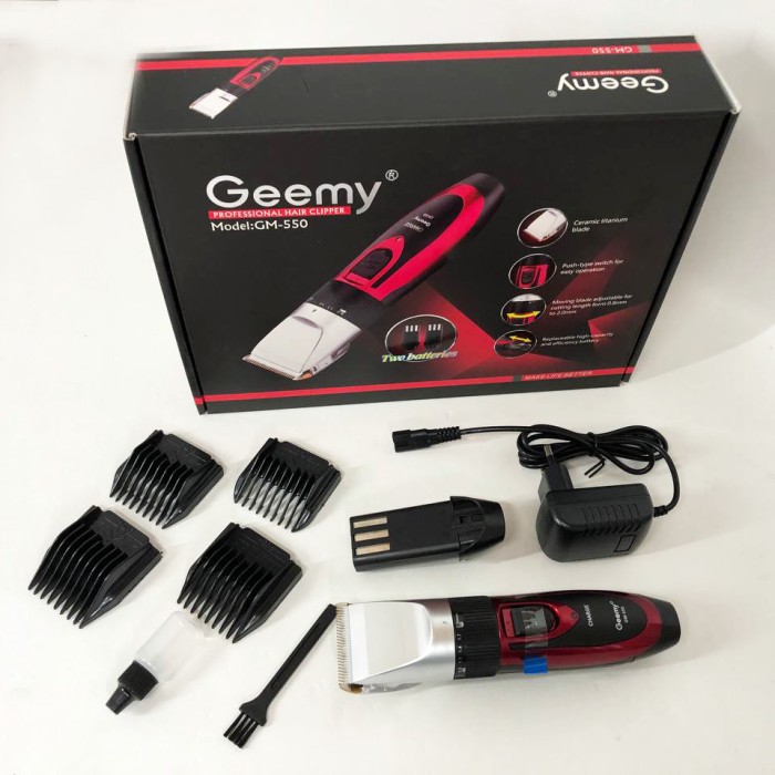 Професійна машинка для стрижки волосся GEMEI GM-550 з двома акумуляторами, Бритва триммер для бороди