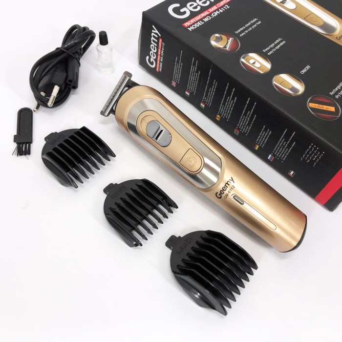 Електромашинка для волосся GEMEI GM-6112, Акумуляторна машинка для стрижки волосся з насадками BG-82