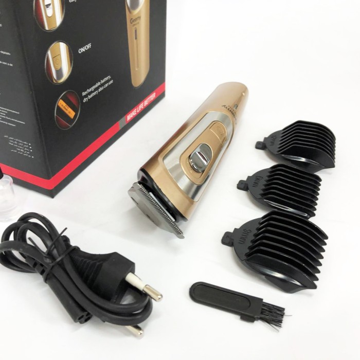 Електромашинка для волосся GEMEI GM-6112, Акумуляторна машинка для стрижки волосся з насадками BG-82