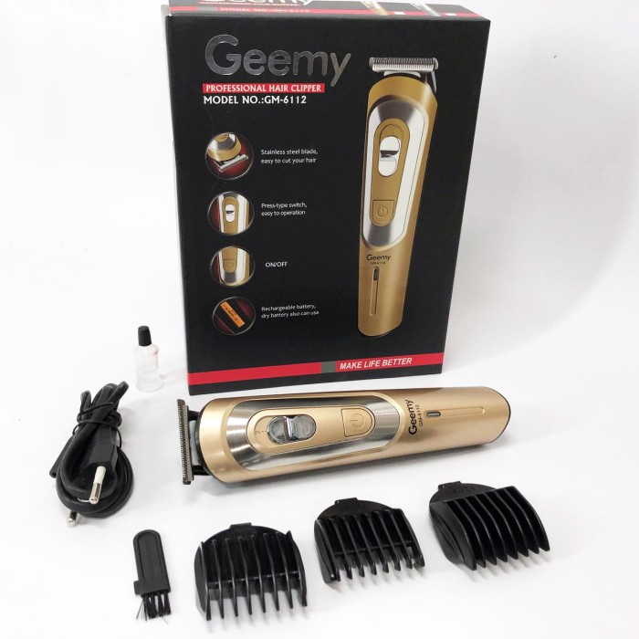Електромашинка для волосся GEMEI GM-6112, Акумуляторна машинка для стрижки волосся з насадками BG-82